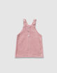 Ensemble t-shirt blanc, robe et bloomer roses bébé fille-4