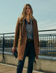 Manteau city acajou en majorité laine double col femme-1