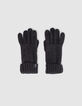 Girls’ dark navy glittery knit gloves-1