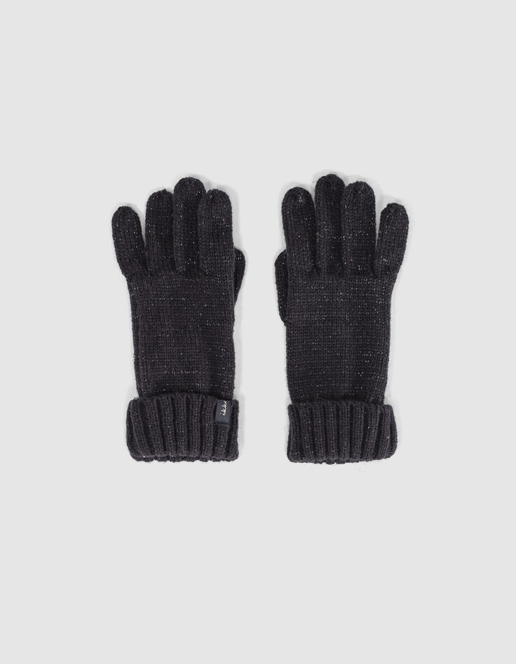 Girls’ dark navy glittery knit gloves-1 Girls’ dark navy glittery knit gloves-1
