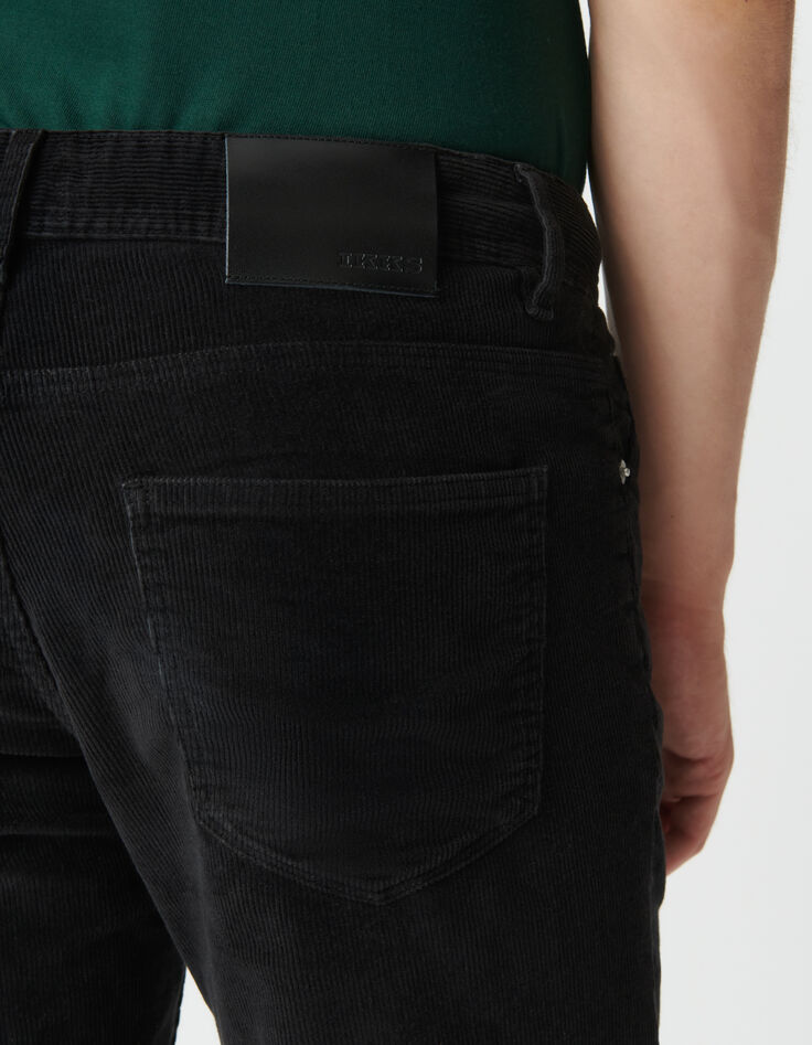 Zwarte slim broek fijne ribfluweel Heren-5