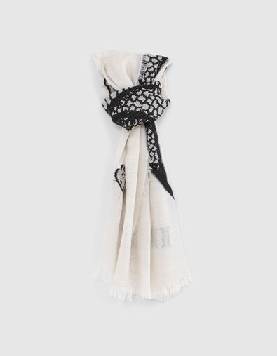 Foulard blanc cassé jacquard snake double face Femme - IKKS