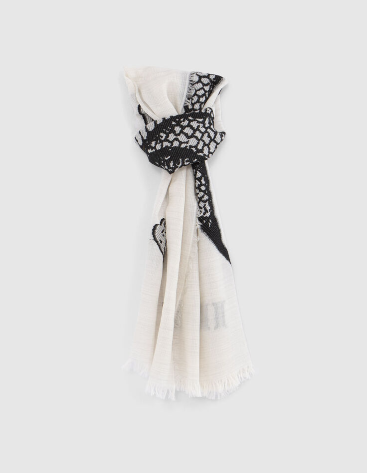 Foulard blanc cassé jacquard snake double face Femme-1