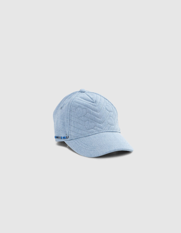 Casquette bleue Lyocell® matelassage cœurs fille-4