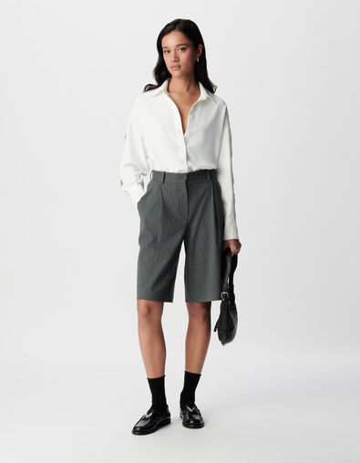 Women's long-sleeved white openwork shirt - IKKS