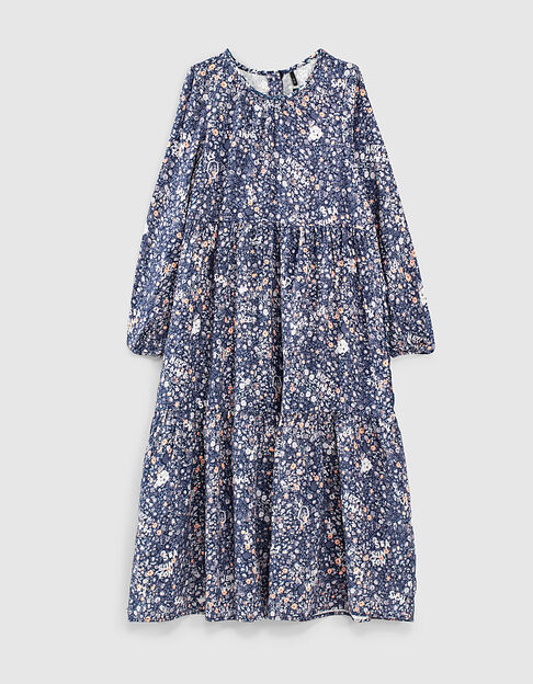 Falda larga navy Ecovero® estampado flores niña 