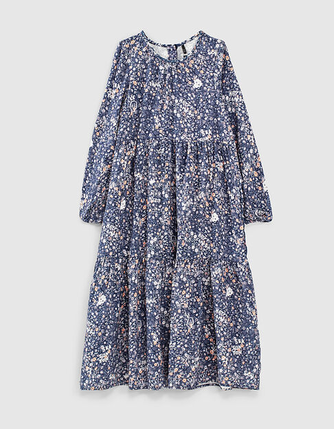 Robe longue navy Ecovero® à imprimé fleurs fille  - IKKS