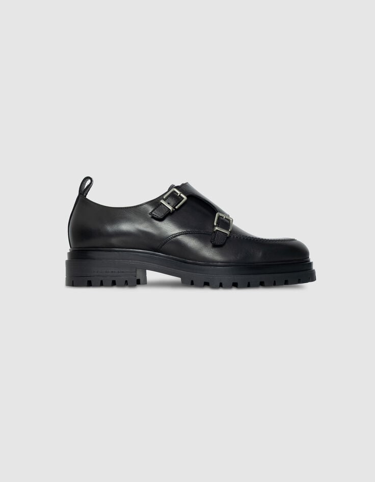 Derbies à boucles noirs cuir Homme-1