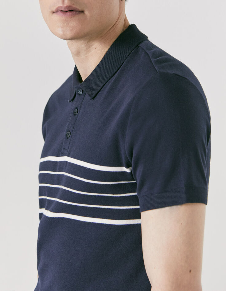 Herren-Poloshirt, Marineblau, weiß gestreift, Matrosenlook-2