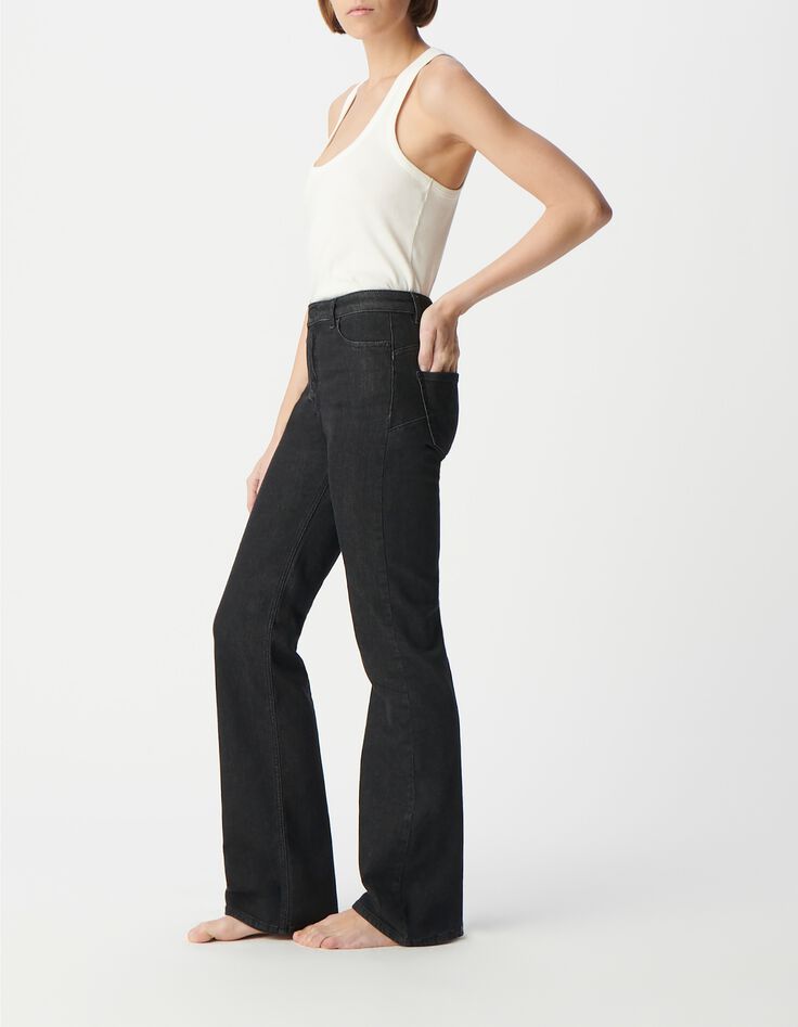 Jean bootcut noir d&eacute;lav&eacute; Femme-5
