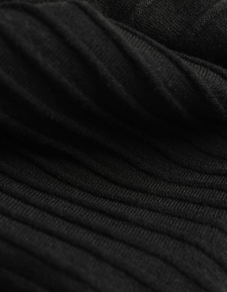 Falda corta negra punto plisado mujer-6