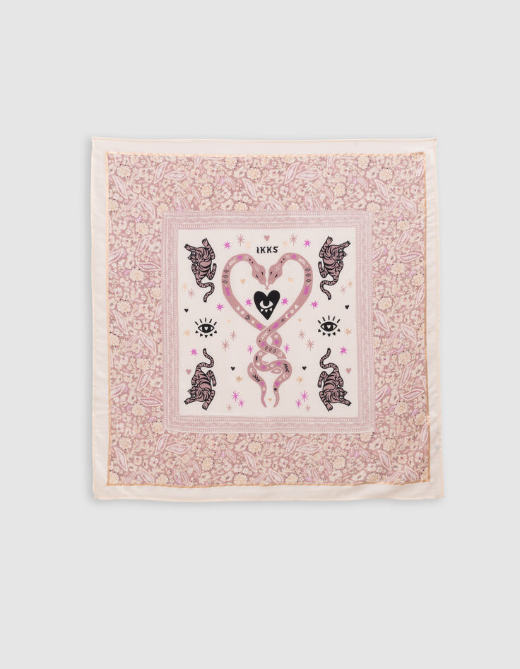 Roze vierkante sjaal met paisleyprint voor meisjes-2
