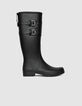 Botas de agua negras suela dentada mujer-1