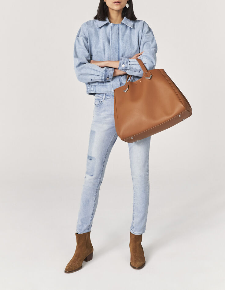 Women's patched-look organic denim jacket-2