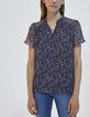 Kurz&auml;rmeliges Damenvoiletop mit Metallic-Paisley-Print-2
