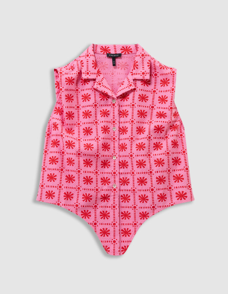 Girls’ pink sleeveless top with red graphic print-6 Girls’ pink sleeveless top with red graphic print-6
