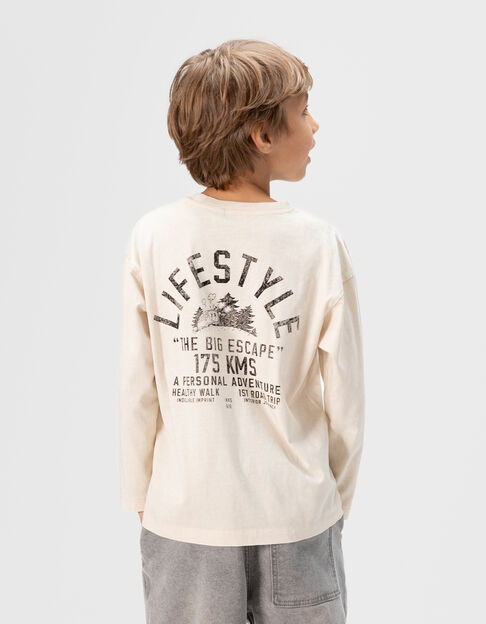 Camiseta beige algodón maxi print detrás niño - IKKS