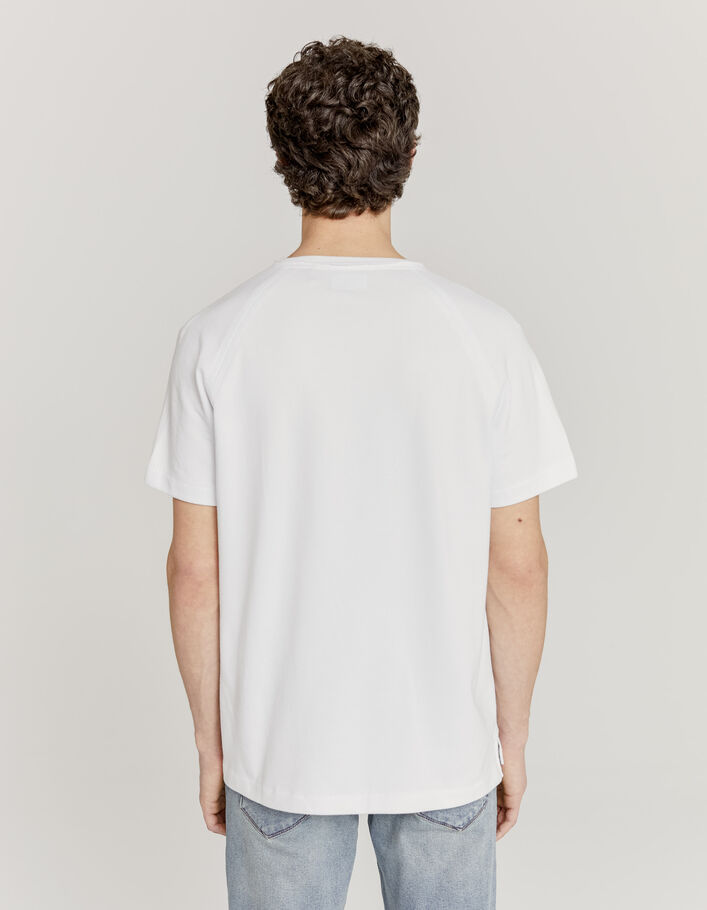 Wit slub T-shirt met opgenaaide zak Heren  - IKKS
