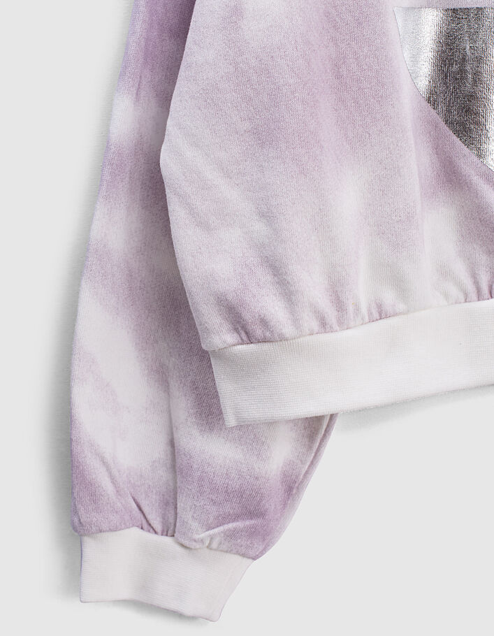 Cremeweißes Mädchen-Sweatshirt, Tie-and-Dye Herz-Foilprint-6