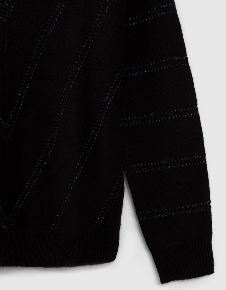 Zwarte trui visgraat met metallic garen dames-2