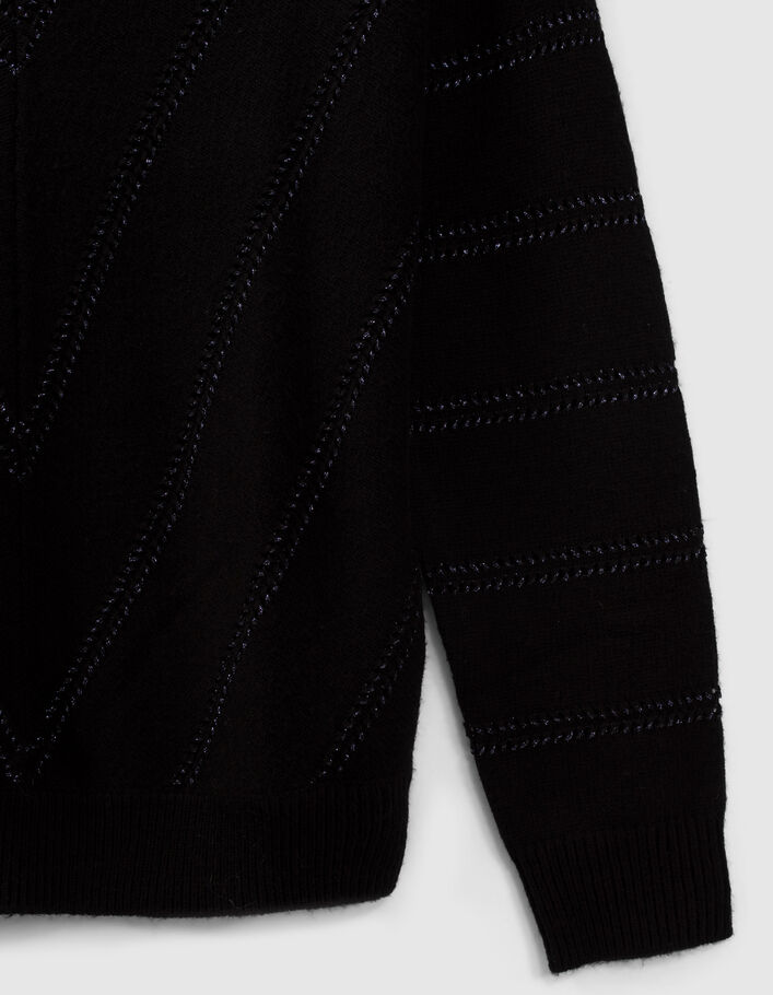 Women’s black chevron sweater with metallic thread - IKKS