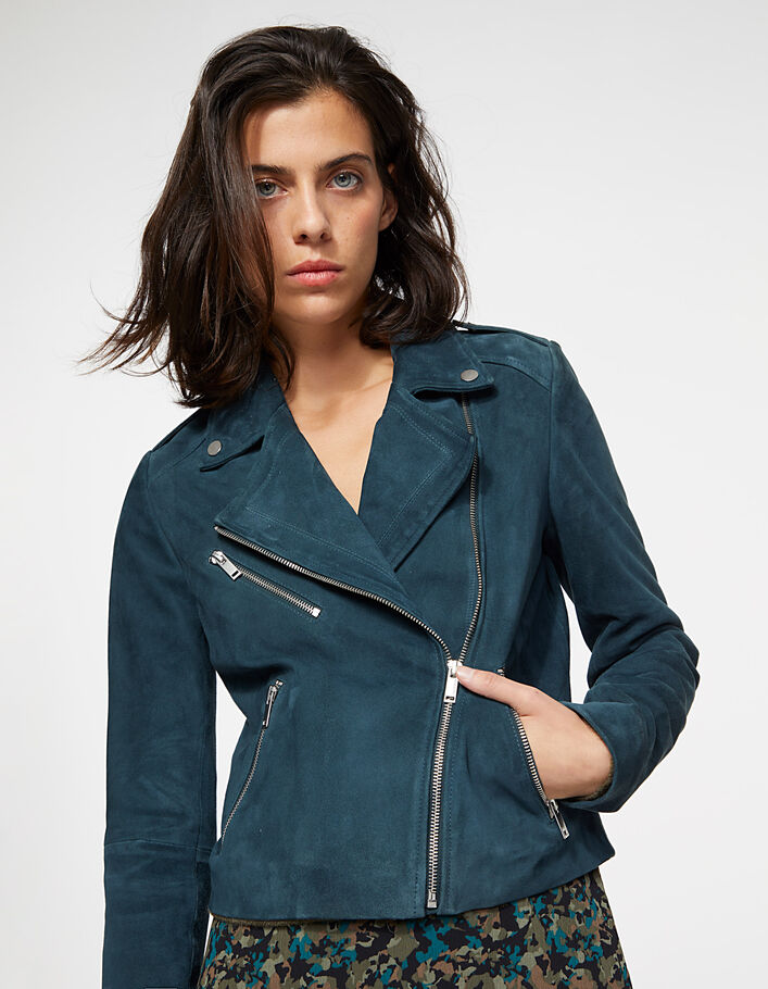 Women’s black zip sleeve lambskin leather jacket
