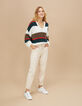 I.Code babery green, ecru, khaki and red sweater-5