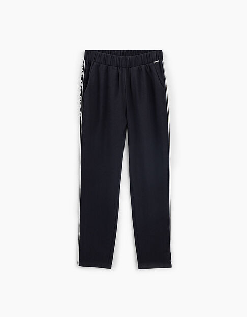Girls' black flowing trousers with side bands