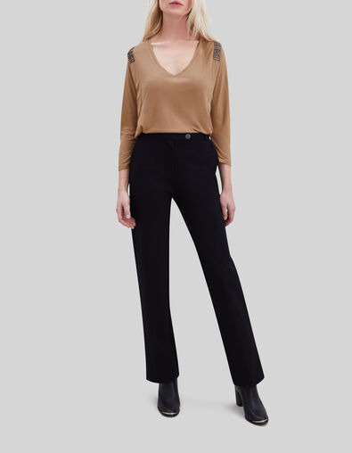 Camiseta camel lúrex hombros joya - IKKS