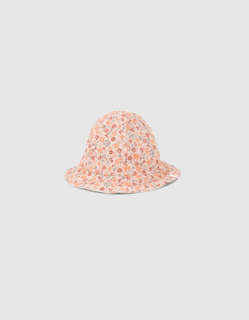 Pfirsichroter Hut mit Blumenprint für Babymädchen