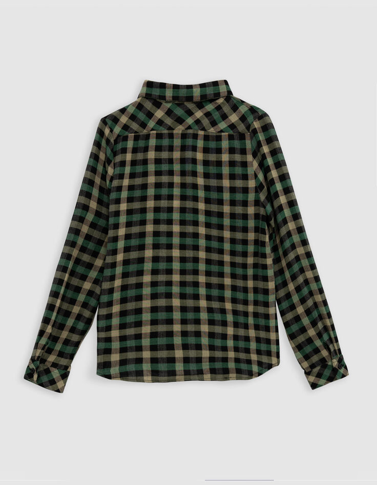 Boy's khaki plaid shirt-3