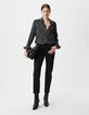 Jean droit noir délavé boutons apparents Femme-1