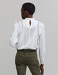 Blouse blanc cass&eacute; d&eacute;tails plis et dentelle Femme-3