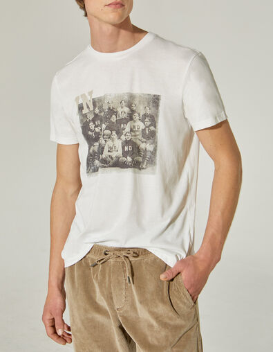 Men's white T-shirt with football players’ image - IKKS