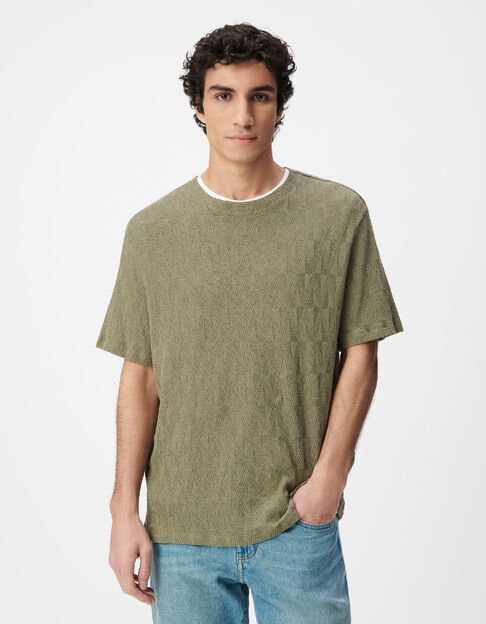 Cuello redondo Camiseta malla relieve caqui Hombre - IKKS
