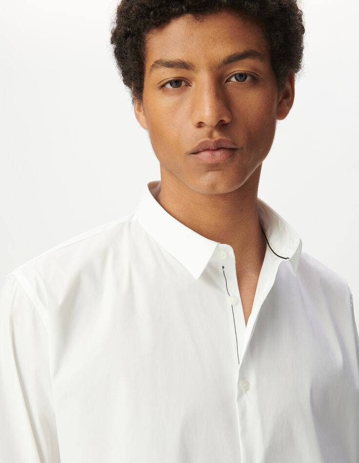 Men’s white BasIKKS SLIM shirt with black line-4 Men’s white BasIKKS SLIM shirt with black line-4