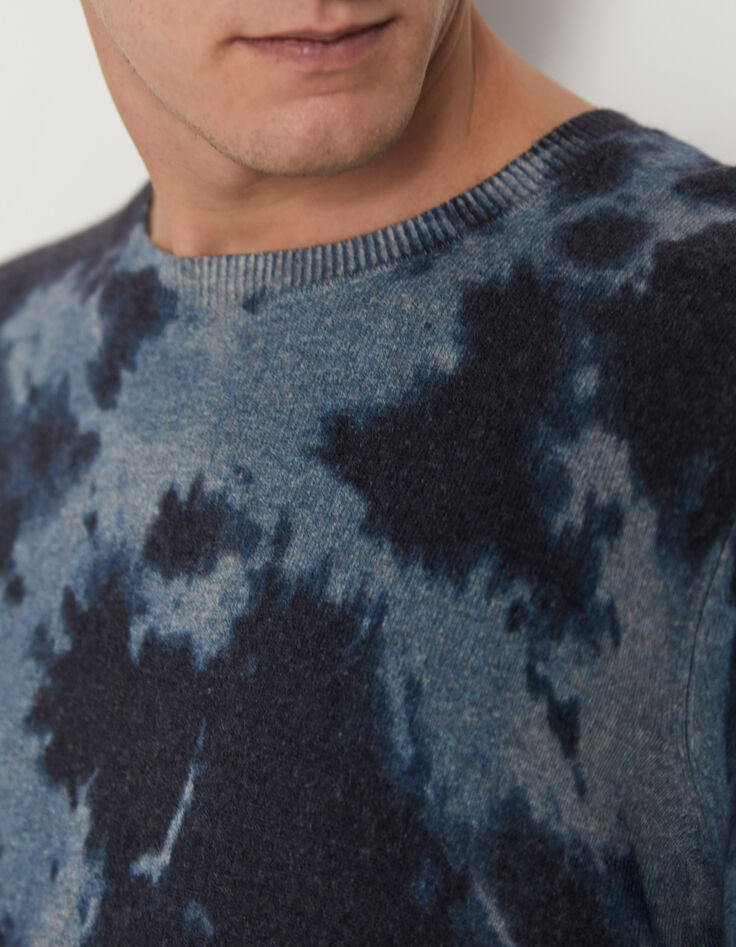 Men’s indigo tie-dye print knit sweater-4