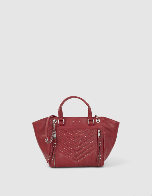 Women’s red croc-embossed leather Medium 1440 tote bag