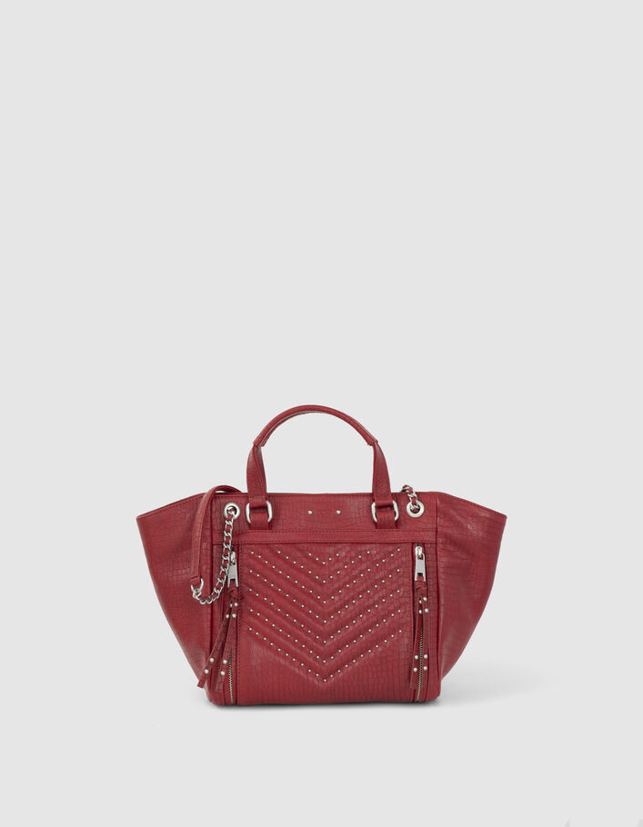 Women’s red croc-embossed leather Medium 1440 tote bag - IKKS
