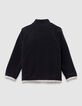 Cárdigan reversible sherpa negro y felpa verde niño-5