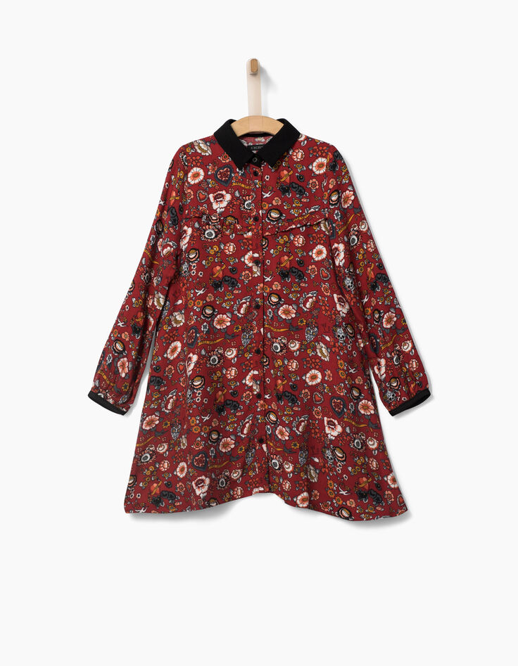 Robe trapèze col chemise imprimé exclusif fille-2
