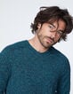 Pull camaïeu de vert en tricot mouliné Homme-4