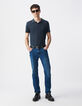 Herrenpoloshirt REGULAR, tintenfarben, Biowolle, geflammt-2