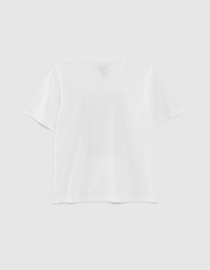 Camiseta blanca algodón orgánico logo WAY rayas niño - IKKS