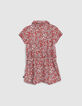 Mono corto rojo estampado floral bebé niña-2
