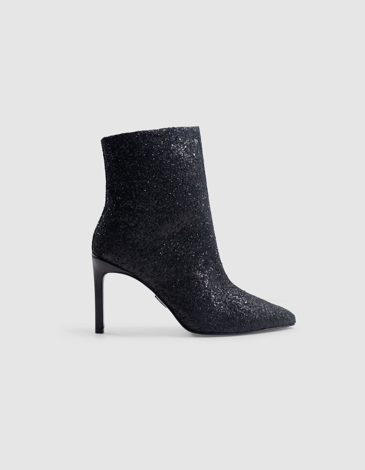 Pure Edition-zwarte glitterlaarsjes met hak voor dames-1