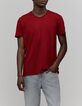 Men&rsquo;s dark red organic cotton Essential V-neck T-shirt-1