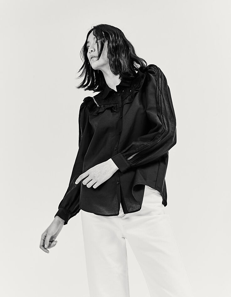 Women’s cotton & silk shirt with embroidery & ladderstitch-1