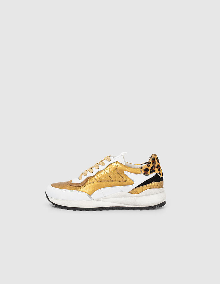 Deportivas mix piel reptil dorado leopardo mujer-3