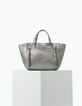 Sac cabas cuir argent LE 1440 MEDIUM SILVER matelassage chevrons femme-10